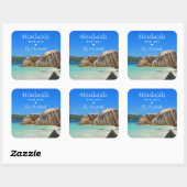 Gemaakt van de prachtige tropische Zee Rocky Coast Vierkante Sticker (Vel)