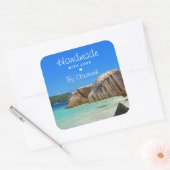 Gemaakt van de prachtige tropische Zee Rocky Coast Vierkante Sticker (Envelop)