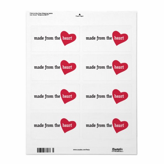 gemaakt van het Heart Food Label (Full Sheet)