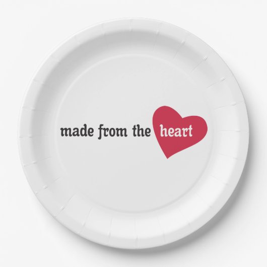 gemaakt van het Heart Food Label Papieren Bordje (Voorkant)
