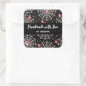 Gemaakt van het liefdeshalloween Cobwebs & Spiders Vierkante Sticker (Tas)