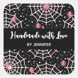 Gemaakt van het liefdeshalloween Cobwebs & Spiders Vierkante Sticker