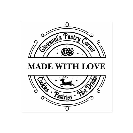 Gemaakt van liefde Modern Retro Red Rubberstempel (Afrduk)