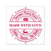 Gemaakt van liefde Modern Retro Red Zelfinktende Stempel (Design)