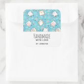 Gemaakt van Love Cute Kitty Cat Pattern Vierkante Sticker (Tas)