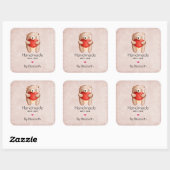 Gemaakt van Love Teddy Bear die een rood hart draa Vierkante Sticker (Vel)