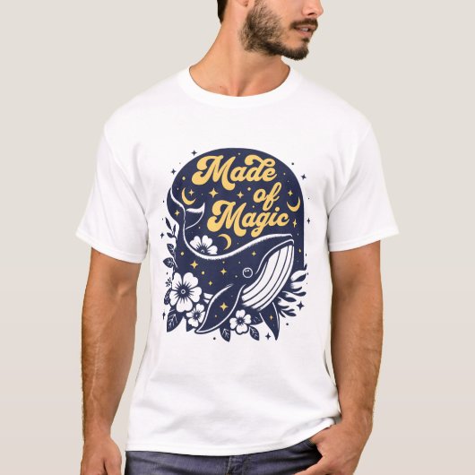 Gemaakt van magie - Boho Whale Floral Natuur Summe T-shirt (Voorkant)