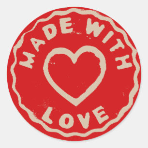 Gemaakt van sticker-liefdesproducten ronde sticker
