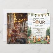 Gemaakt Vier Avontuur Camping 4e Verjaardag Foto Kaart (Voorkant)