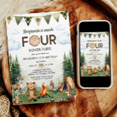 Gemaakt Vier Avontuur Camping 4e Verjaardag Kaart