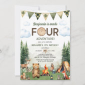 Gemaakt Vier Avontuur Camping 4e Verjaardag Kaart