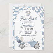 Gemaakt vier snelheid rode race auto 4e verjaardag kaart (Voorkant)