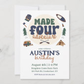 Gemaakt voor avontuur 4e verjaardag uitnodiging (Voorkant)