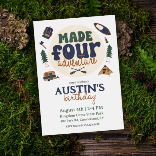 Gemaakt voor avontuur 4e verjaardag uitnodiging