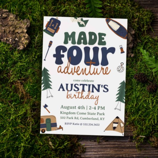 Gemaakt voor avontuur 4e verjaardag uitnodiging