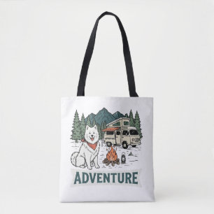 Gemaakt voor Avontuur Samoyed Hond Tote Bag