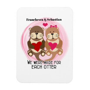 Gemaakt voor elk otter Cute Animal Couple met hart Magneet