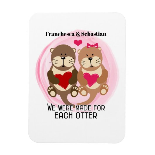 Gemaakt voor elk otter Cute Animal Couple met hart Magneet (Verticaal)