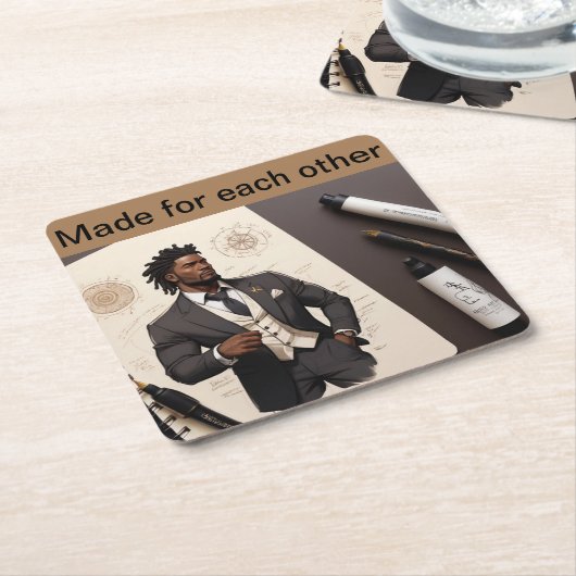 Gemaakt voor elkaar kartonnen onderzetters (Schuin)