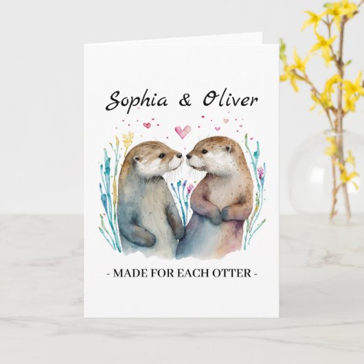 Gemaakt voor elkaar Otter Liefde Valentijnsdag Kaart (Gele Bloem)