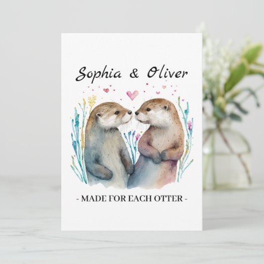 Gemaakt voor elkaar Otter Liefde Valentijnsdag Kaart (Staand voorkant)
