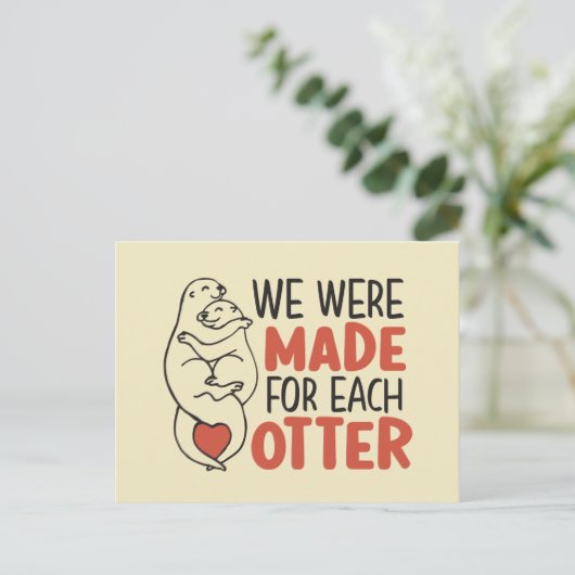 Gemaakt voor elke Otter Cute Pun Funny Valentijnsd Briefkaart (Staand voorkant)