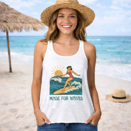 Gemaakt voor golven | Retro California Surf Girl P Tanktop