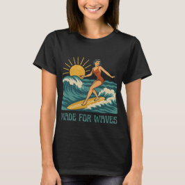 Gemaakt voor golven | Retro Californische surfmeis T-shirt