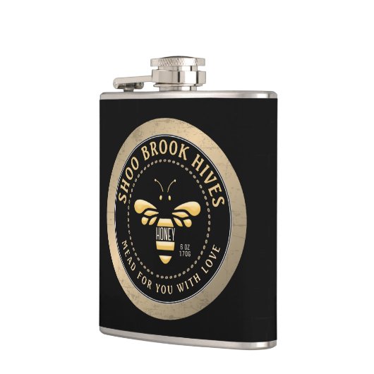 Gemaakt voor u Appiary Naam Koper en Zwarte Honing Heupfles (Links)