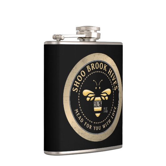 Gemaakt voor u Appiary Naam Koper en Zwarte Honing Heupfles (Rechts)