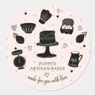 Gemaakt voor u met liefde bakker gebruiksvoorwerpe ronde sticker