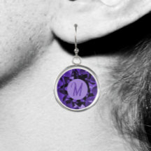 Gemaakte Amethyst Afdrukmonogrammed-oorringen