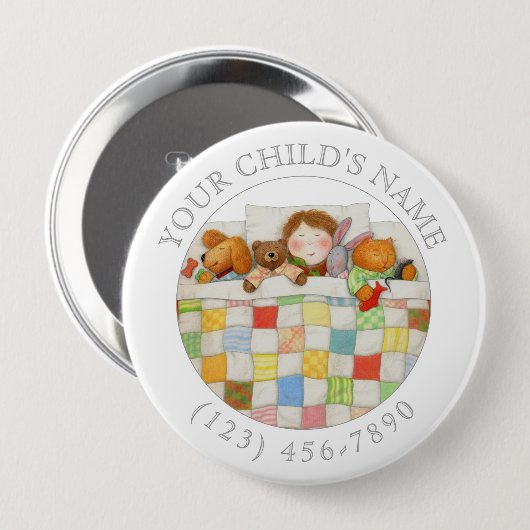GEMAAKTE DEKEN Kind ID knop Ronde Button 4,0 Cm (Voorkant /achterkant)