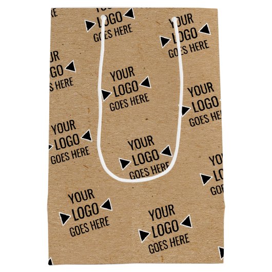 Gemakkelijk Aangepast Logo Patroon Faux Rustieke B Medium Cadeauzakje (Achterkant)