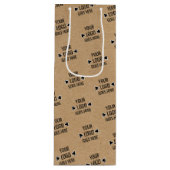 Gemakkelijk Aangepast Logo Patroon Faux Rustieke B Wijn Cadeautas (Voorkant)
