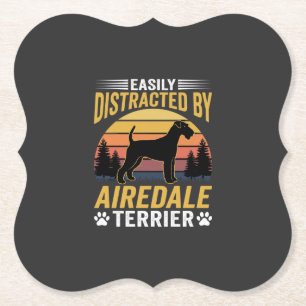 Gemakkelijk afgeleid door Airedale Terrier Retro H Kartonnen Onderzetters