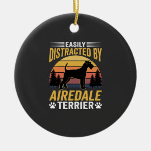 Gemakkelijk Afgeleid door Airedale Terrier Retro H Keramisch Ornament