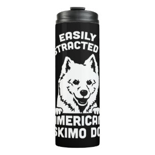 Gemakkelijk afgeleid door Amerikaanse Eskimo honde Thermosbeker