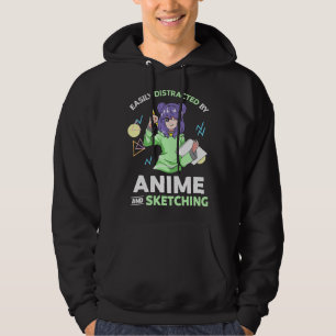 Gemakkelijk Afgeleid Door Anime en Anime Tekenen E Hoodie
