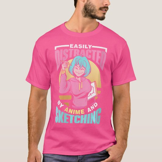 Gemakkelijk afgeleid door anime en schetsen Lo T-shirt (Voorkant)
