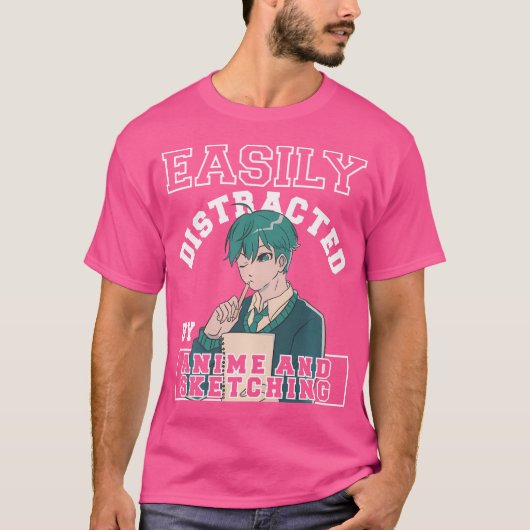 Gemakkelijk afgeleid door anime en schetsen voor e t-shirt (Voorkant)