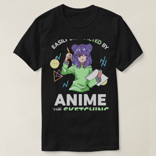 Gemakkelijk afgeleid door Anime en Schetsend Anime T-shirt (Design voorkant)