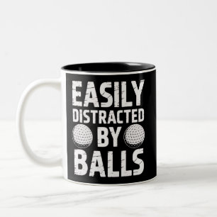 Gemakkelijk afgeleid door ballen Funny golf liefhe Tweekleurige Koffiemok