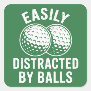 Gemakkelijk afgeleid door ballen Funny Golfbal Gol Vierkante Sticker