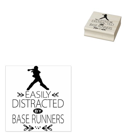 Gemakkelijk afgeleid door Base Runners / Softball Rubberstempel (Gestempeld)