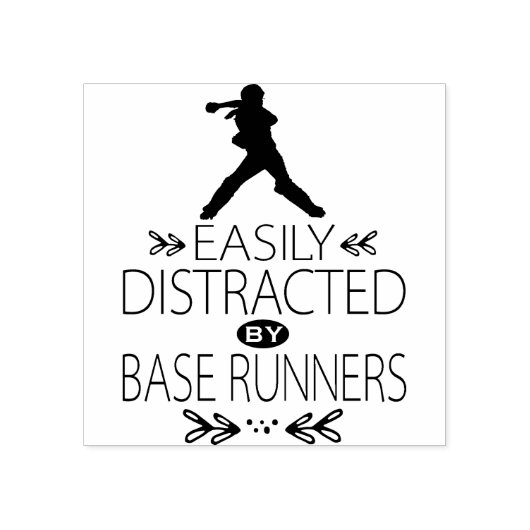 Gemakkelijk afgeleid door Base Runners / Softball Rubberstempel (Afrduk)