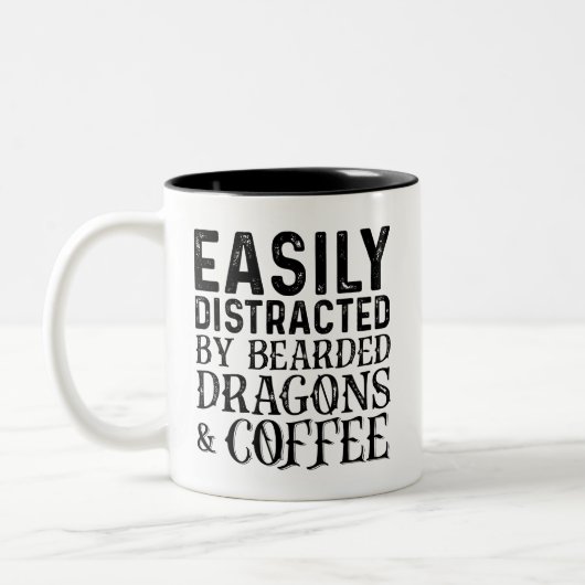 Gemakkelijk afgeleid door bebaarde draken en koffi tweekleurige koffiemok (Links)