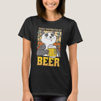 Gemakkelijk Afgeleid door Beer Panda Mannen Getrou T-shirt