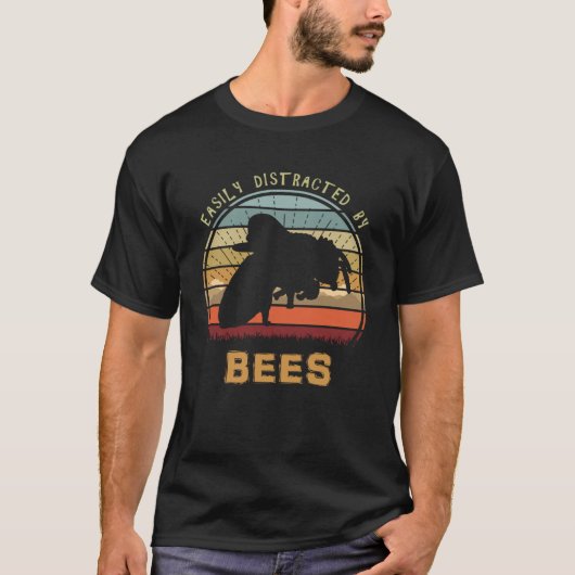 Gemakkelijk afgeleid door bijen koele zonsondergan t-shirt (Voorkant)