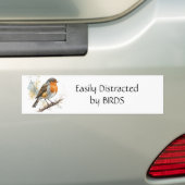 Gemakkelijk afgeleid door Birds Fun Quote Bumpersticker (Op auto)